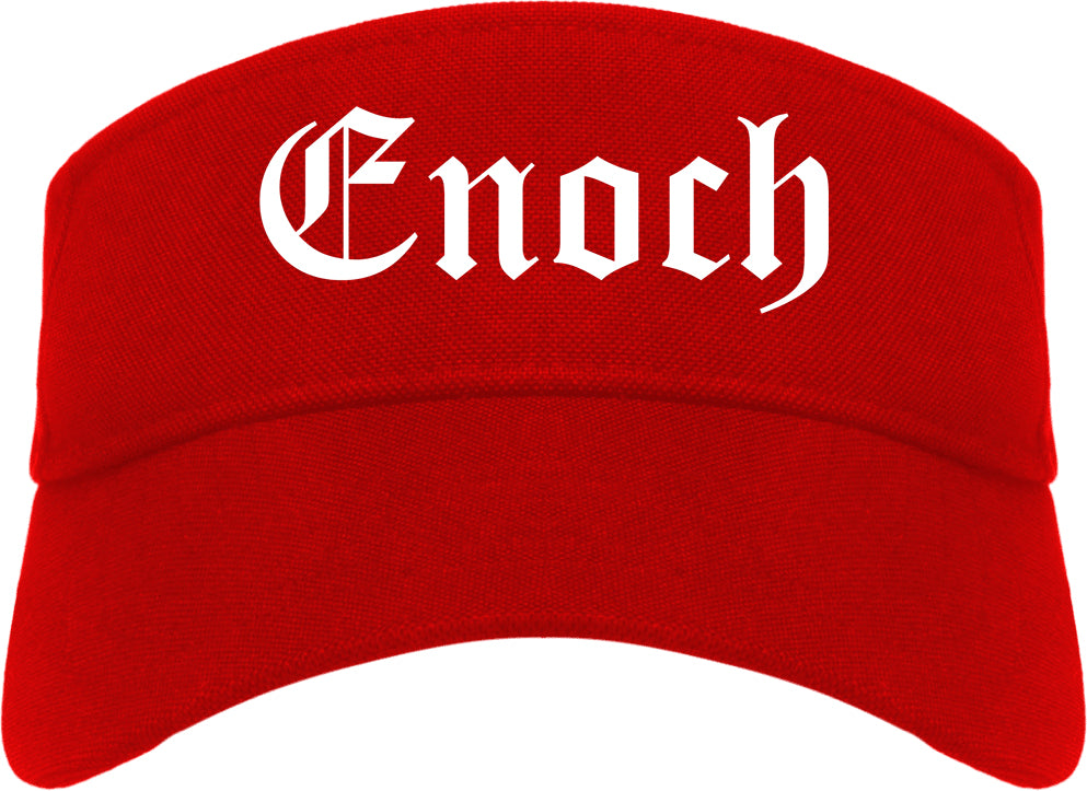 Enoch Utah UT Old English Mens Visor Cap Hat Red