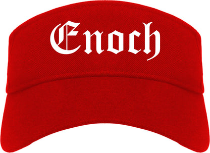 Enoch Utah UT Old English Mens Visor Cap Hat Red