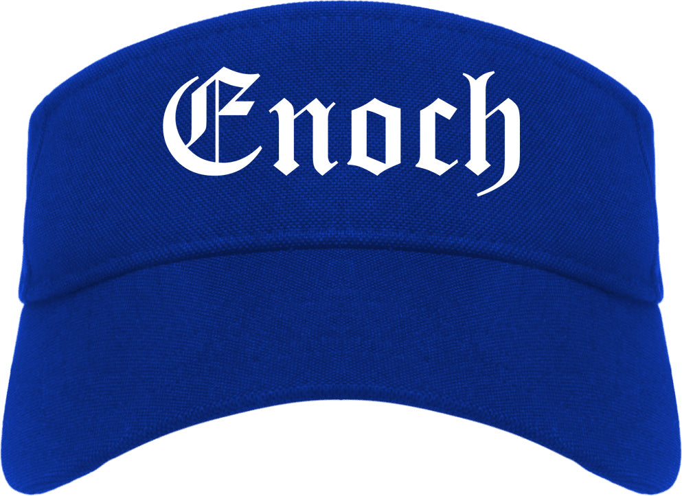 Enoch Utah UT Old English Mens Visor Cap Hat Royal Blue
