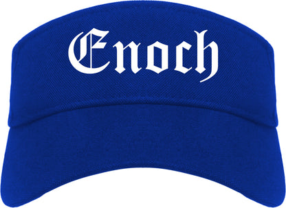 Enoch Utah UT Old English Mens Visor Cap Hat Royal Blue