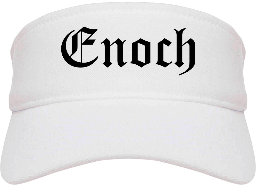 Enoch Utah UT Old English Mens Visor Cap Hat White