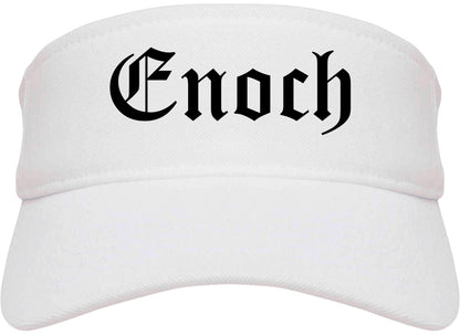 Enoch Utah UT Old English Mens Visor Cap Hat White