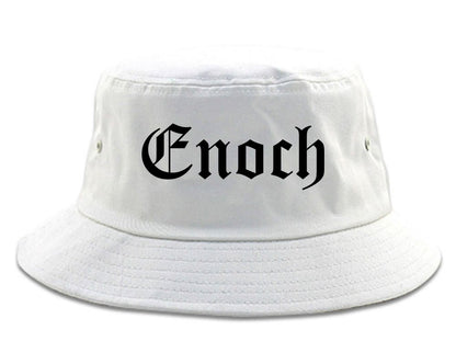 Enoch Utah UT Old English Mens Bucket Hat White