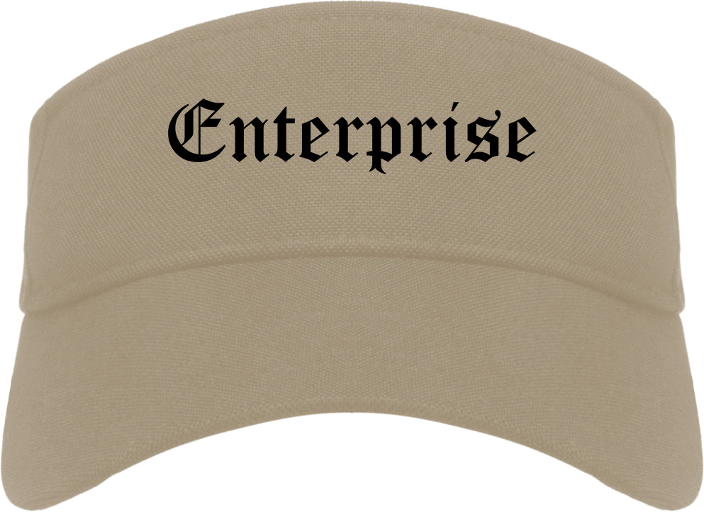 Enterprise Alabama AL Old English Mens Visor Cap Hat Khaki