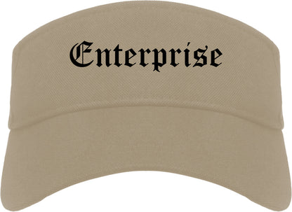 Enterprise Alabama AL Old English Mens Visor Cap Hat Khaki
