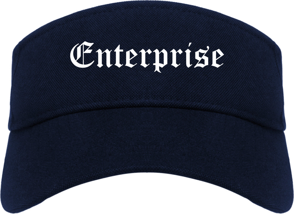 Enterprise Alabama AL Old English Mens Visor Cap Hat Navy Blue