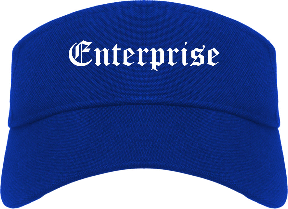 Enterprise Alabama AL Old English Mens Visor Cap Hat Royal Blue