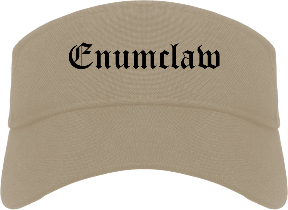 Enumclaw Washington WA Old English Mens Visor Cap Hat Khaki