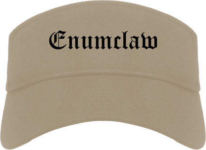 Enumclaw Washington WA Old English Mens Visor Cap Hat Khaki