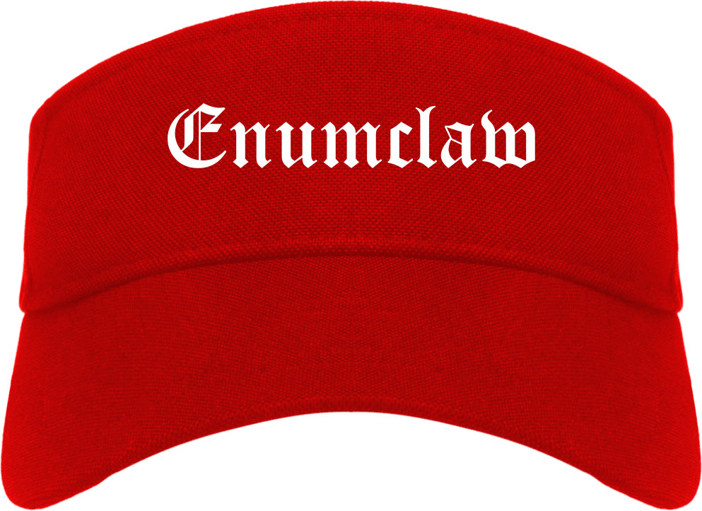 Enumclaw Washington WA Old English Mens Visor Cap Hat Red