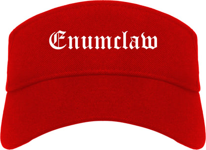 Enumclaw Washington WA Old English Mens Visor Cap Hat Red