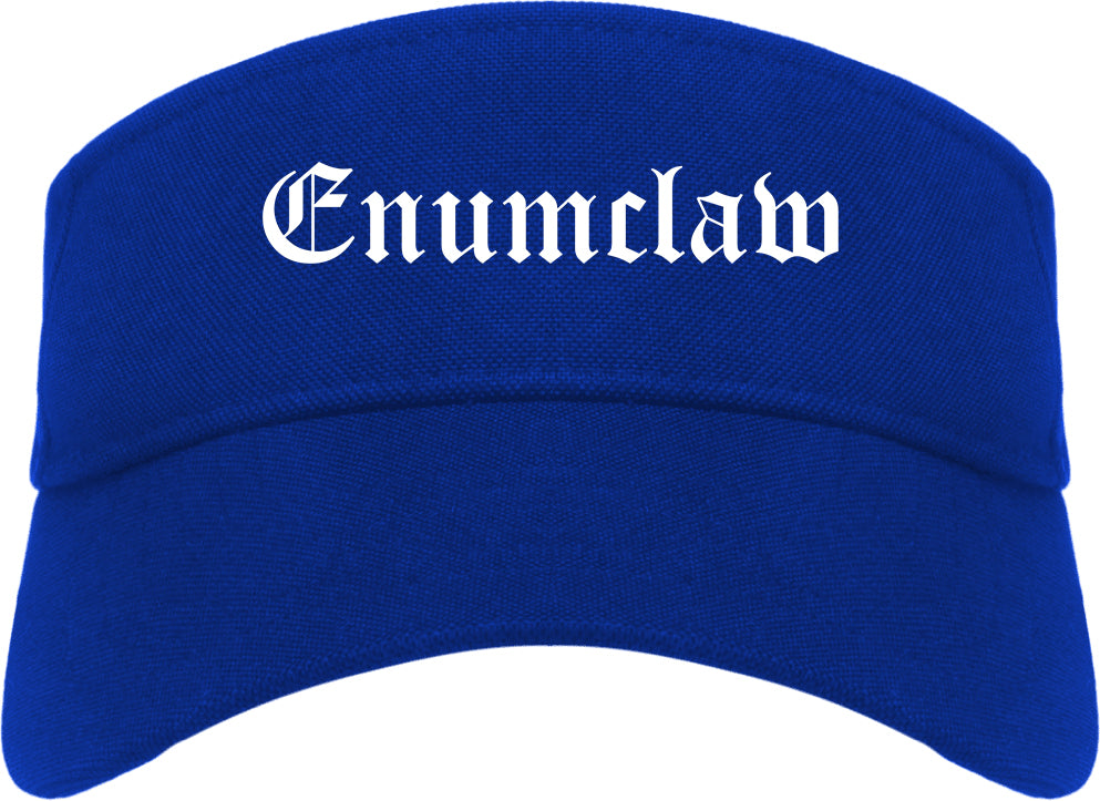 Enumclaw Washington WA Old English Mens Visor Cap Hat Royal Blue