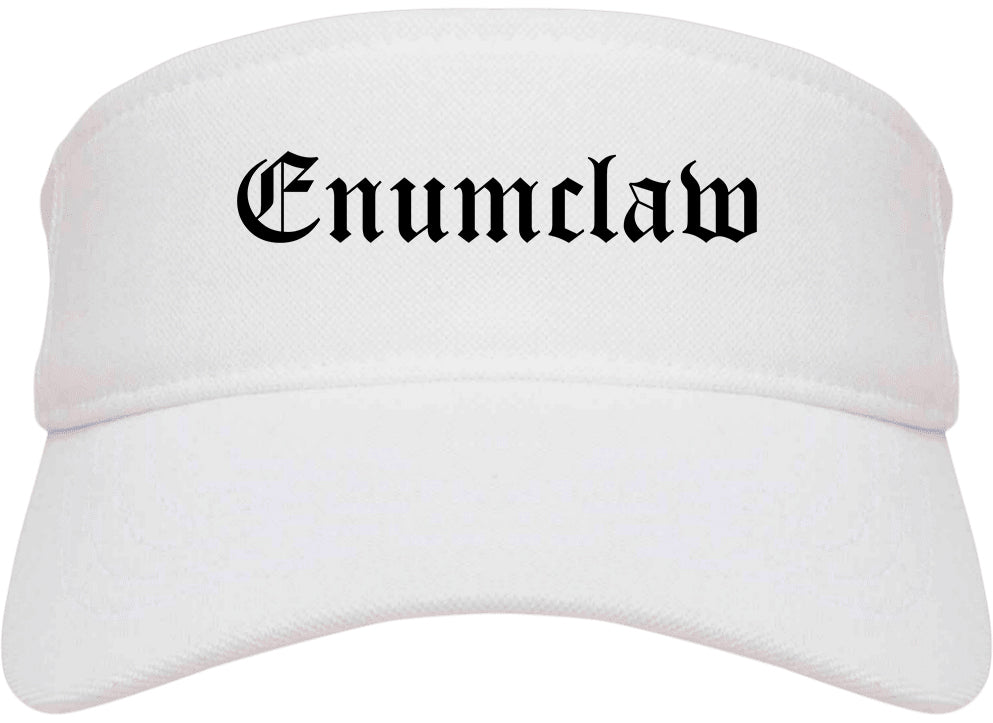 Enumclaw Washington WA Old English Mens Visor Cap Hat White