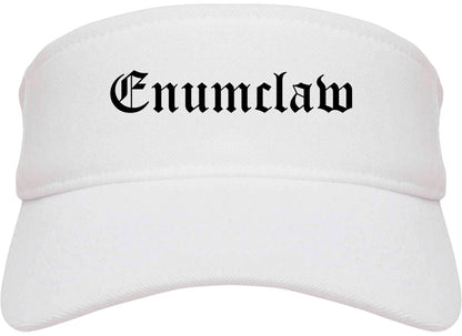 Enumclaw Washington WA Old English Mens Visor Cap Hat White