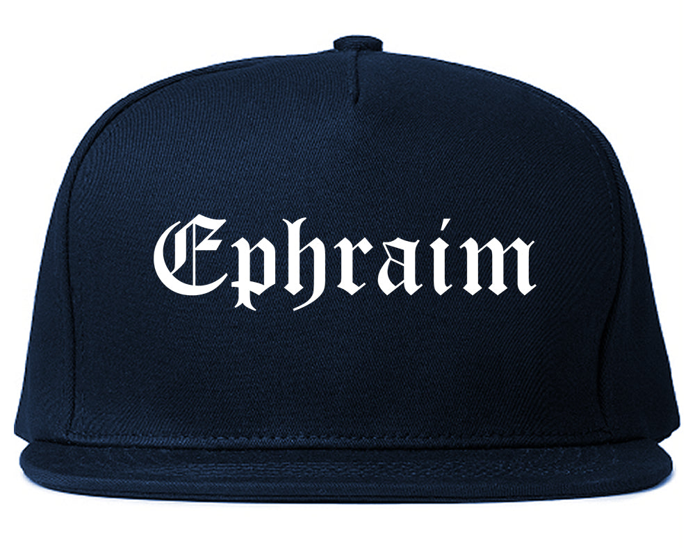 Ephraim Utah UT Old English Mens Snapback Hat Navy Blue