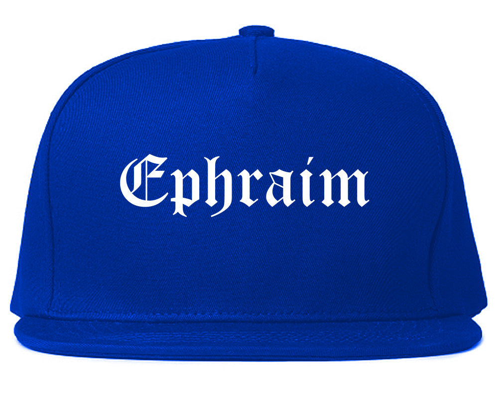 Ephraim Utah UT Old English Mens Snapback Hat Royal Blue