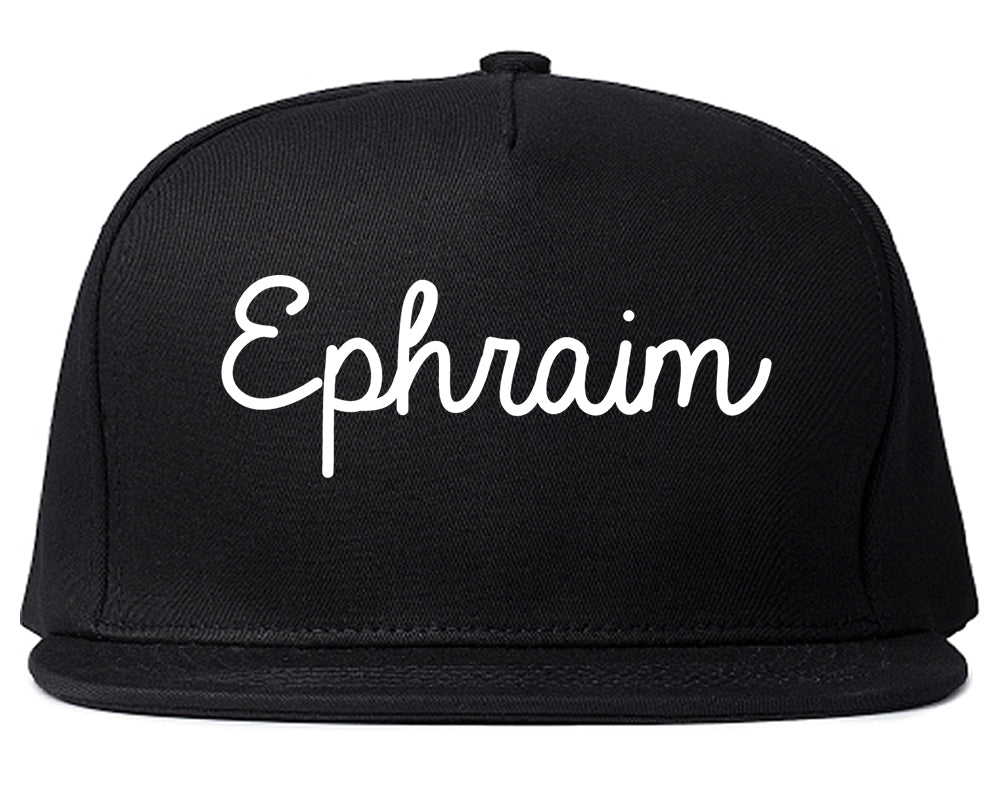 Ephraim Utah UT Script Mens Snapback Hat Black