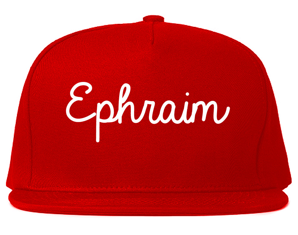 Ephraim Utah UT Script Mens Snapback Hat Red