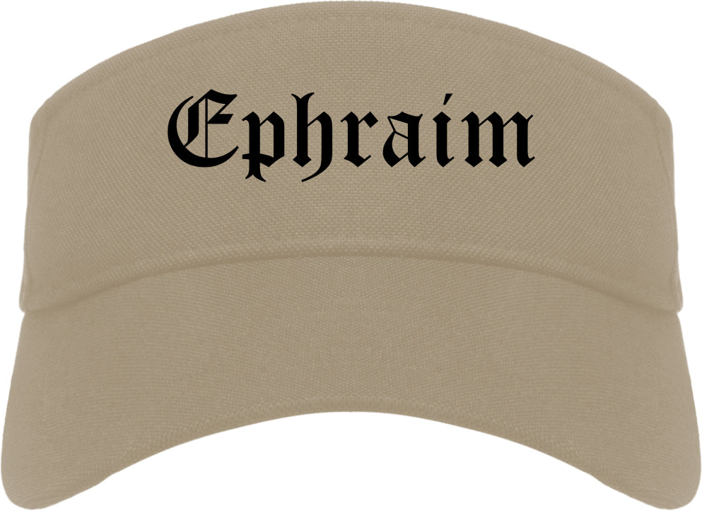 Ephraim Utah UT Old English Mens Visor Cap Hat Khaki