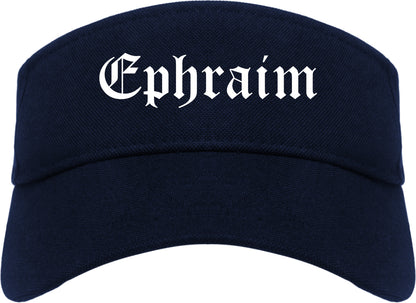 Ephraim Utah UT Old English Mens Visor Cap Hat Navy Blue