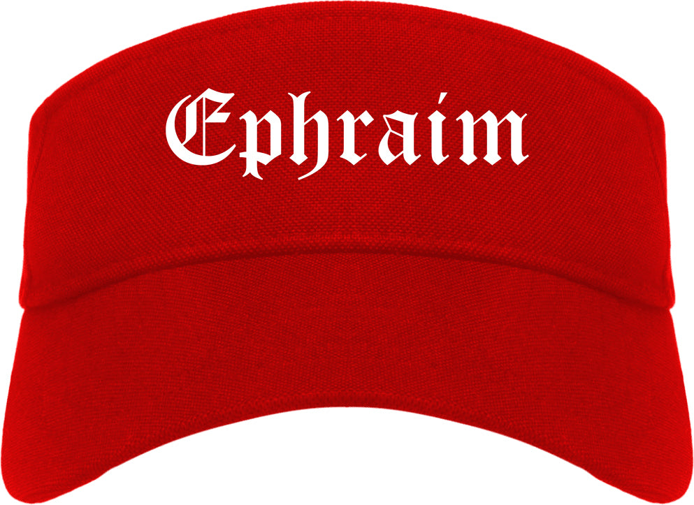Ephraim Utah UT Old English Mens Visor Cap Hat Red