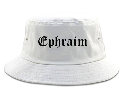Ephraim Utah UT Old English Mens Bucket Hat White