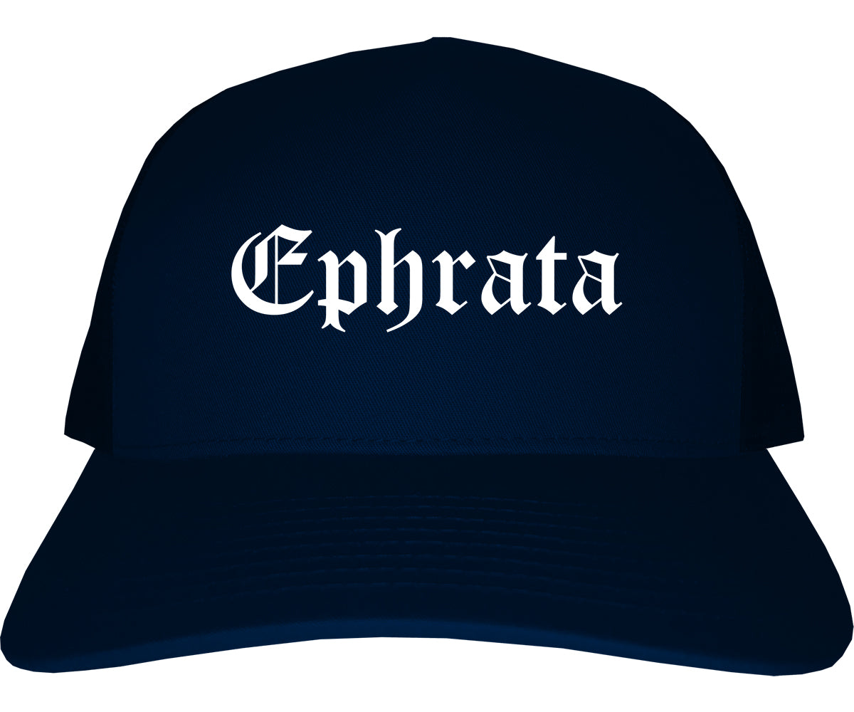 Ephrata Pennsylvania PA Old English Mens Trucker Hat Cap Navy Blue