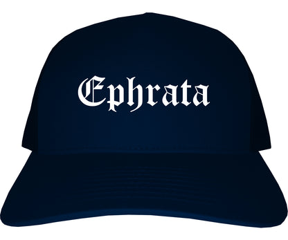 Ephrata Pennsylvania PA Old English Mens Trucker Hat Cap Navy Blue