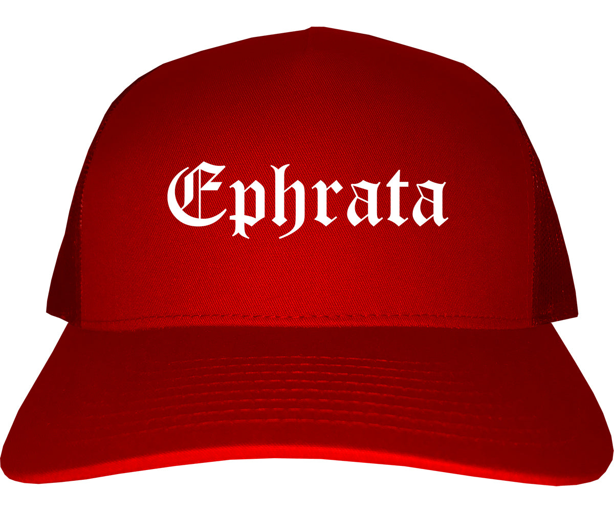 Ephrata Pennsylvania PA Old English Mens Trucker Hat Cap Red