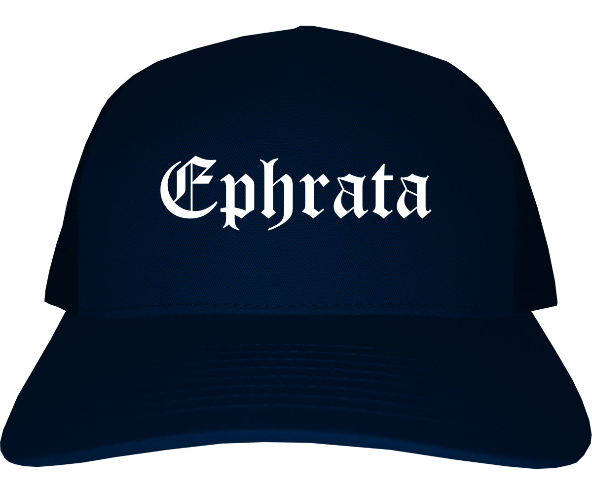 Ephrata Washington WA Old English Mens Trucker Hat Cap Navy Blue