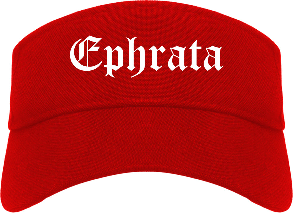 Ephrata Washington WA Old English Mens Visor Cap Hat Red
