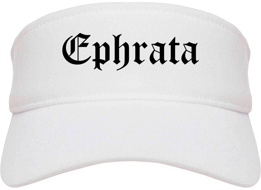Ephrata Washington WA Old English Mens Visor Cap Hat White