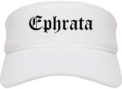 Ephrata Washington WA Old English Mens Visor Cap Hat White