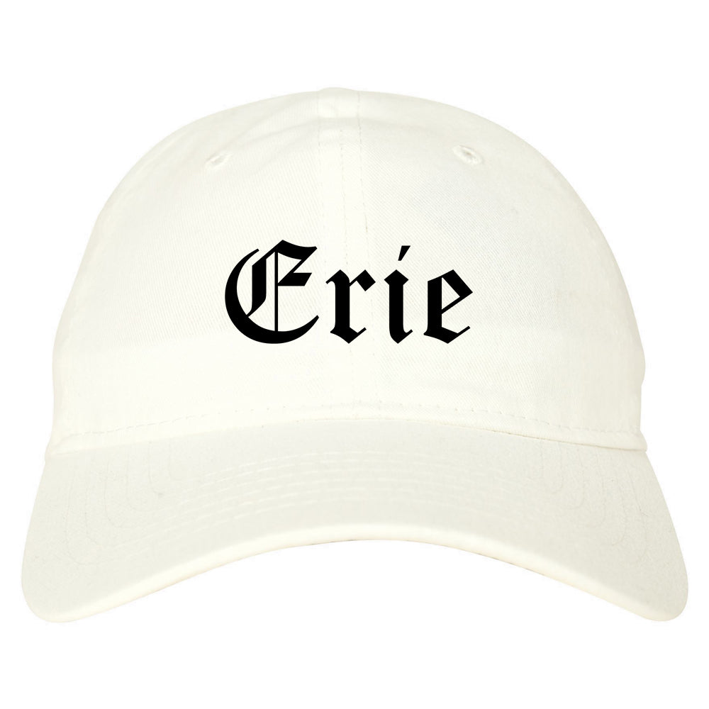 Erie Colorado CO Old English Mens Dad Hat Baseball Cap White