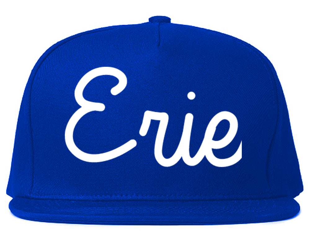 Erie Colorado CO Script Mens Snapback Hat Royal Blue