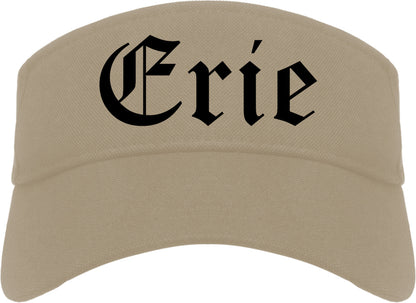 Erie Colorado CO Old English Mens Visor Cap Hat Khaki