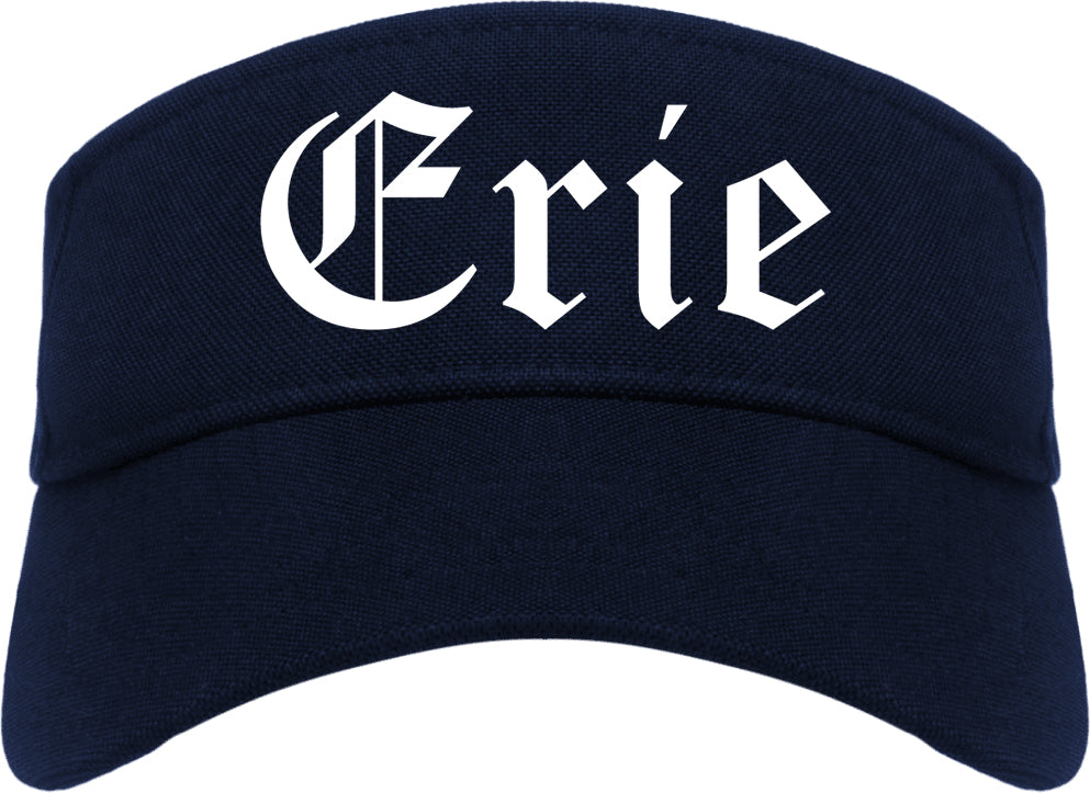 Erie Colorado CO Old English Mens Visor Cap Hat Navy Blue