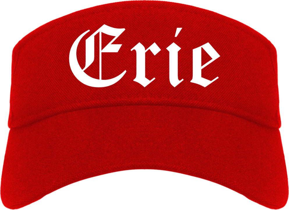 Erie Colorado CO Old English Mens Visor Cap Hat Red