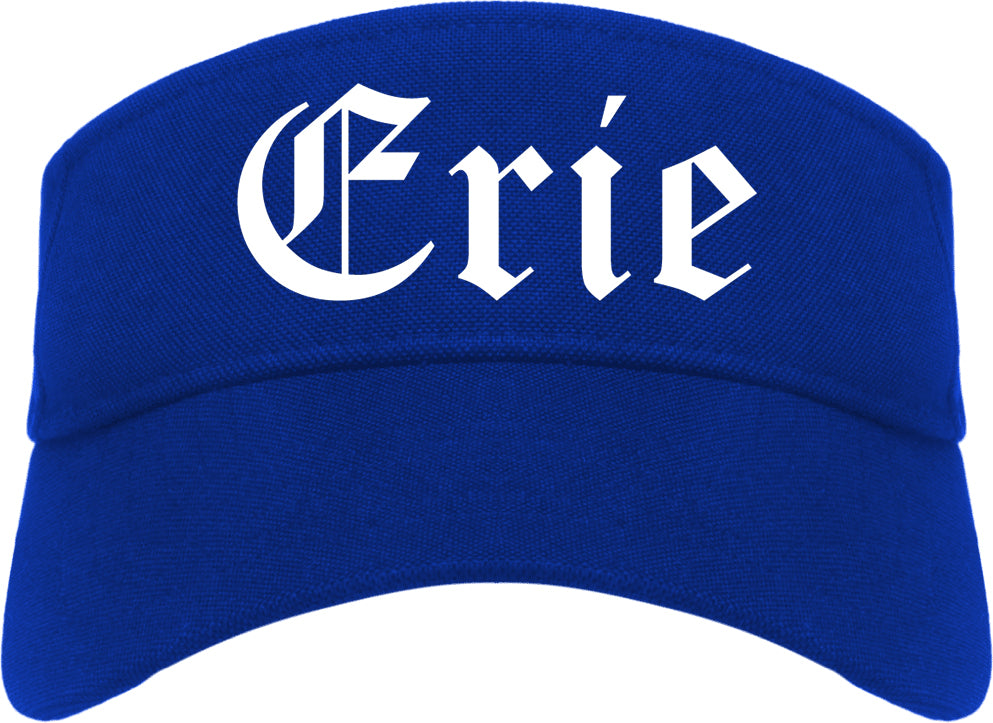 Erie Colorado CO Old English Mens Visor Cap Hat Royal Blue