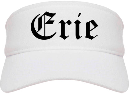 Erie Colorado CO Old English Mens Visor Cap Hat White
