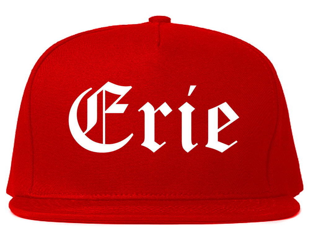Erie Pennsylvania PA Old English Mens Snapback Hat Red
