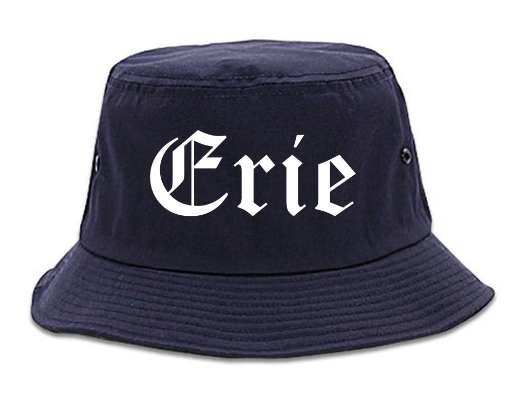 Erie Pennsylvania PA Old English Mens Bucket Hat Navy Blue