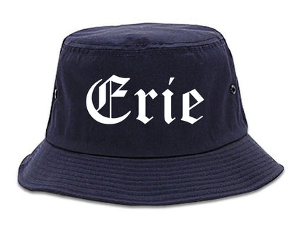 Erie Pennsylvania PA Old English Mens Bucket Hat Navy Blue