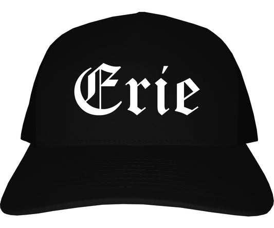 Erie Pennsylvania PA Old English Mens Trucker Hat Cap Black