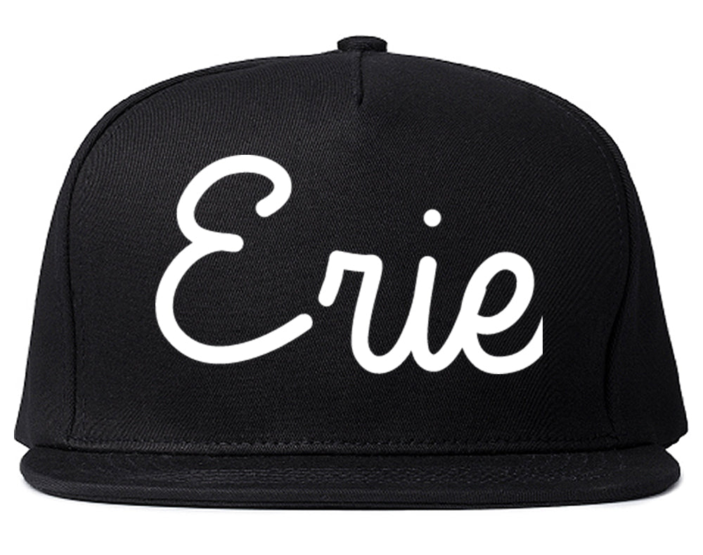 Erie Pennsylvania PA Script Mens Snapback Hat Black