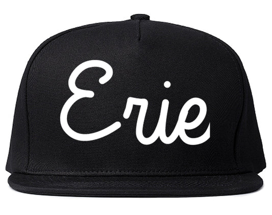 Erie Pennsylvania PA Script Mens Snapback Hat Black