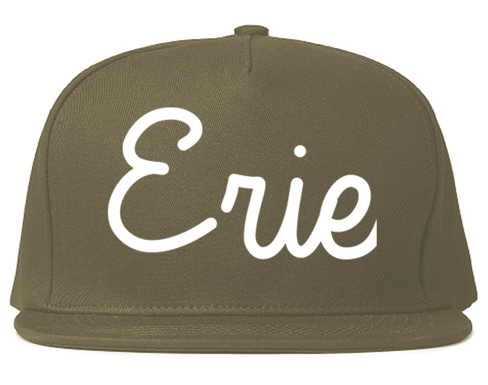 Erie Pennsylvania PA Script Mens Snapback Hat Grey