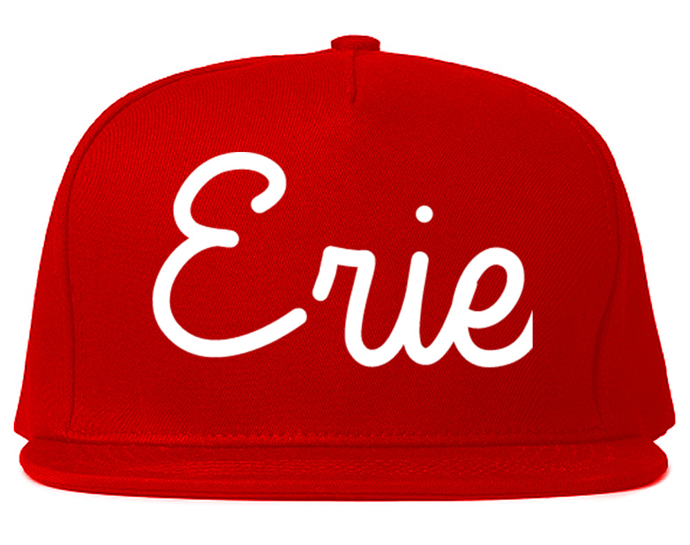 Erie Pennsylvania PA Script Mens Snapback Hat Red