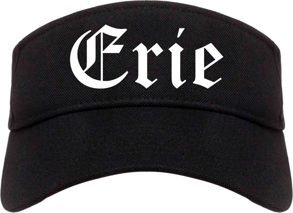 Erie Pennsylvania PA Old English Mens Visor Cap Hat Black