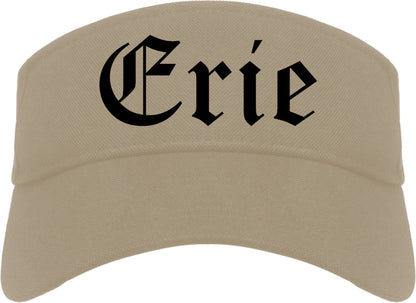 Erie Pennsylvania PA Old English Mens Visor Cap Hat Khaki